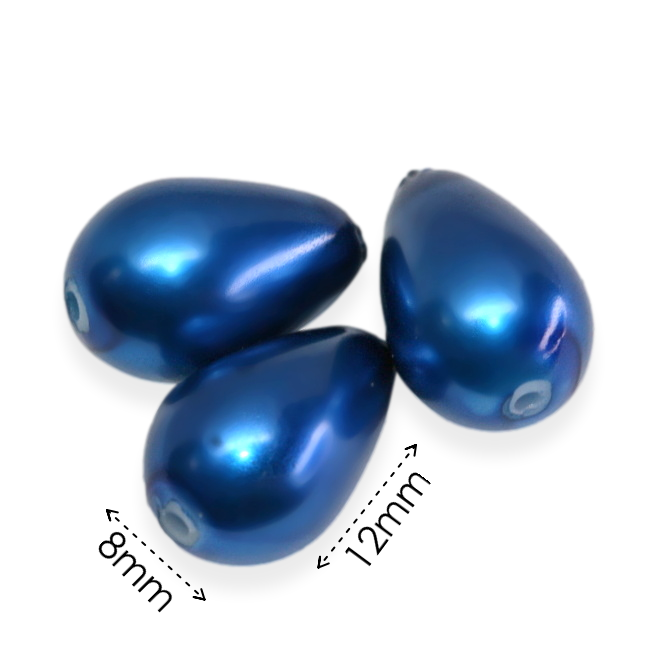 Modrá slzička, voskovaná, 12x8mm