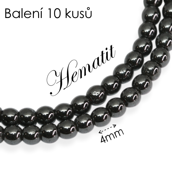 HEMATIT, kuličky 4mm (10ks)