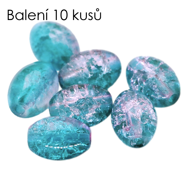 Tyrkysovo-růžové oválky, 8x6mm (10ks)