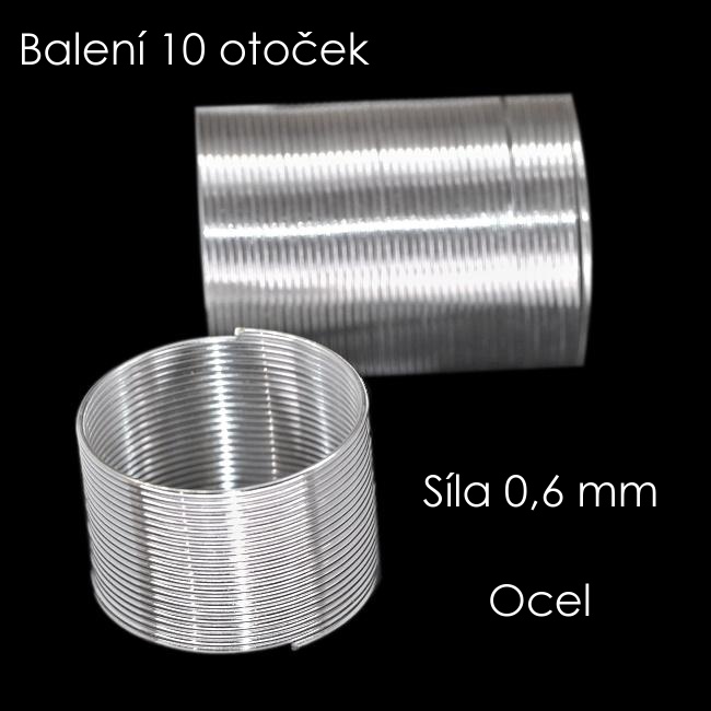 Stříbrný, paměťový drát, 20mm (10 otoček)