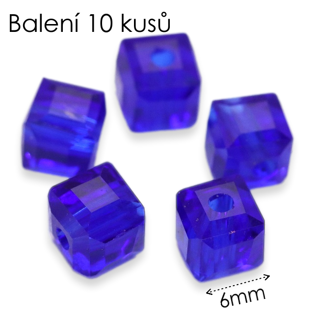 Modrá kostka, 6mm (10ks)