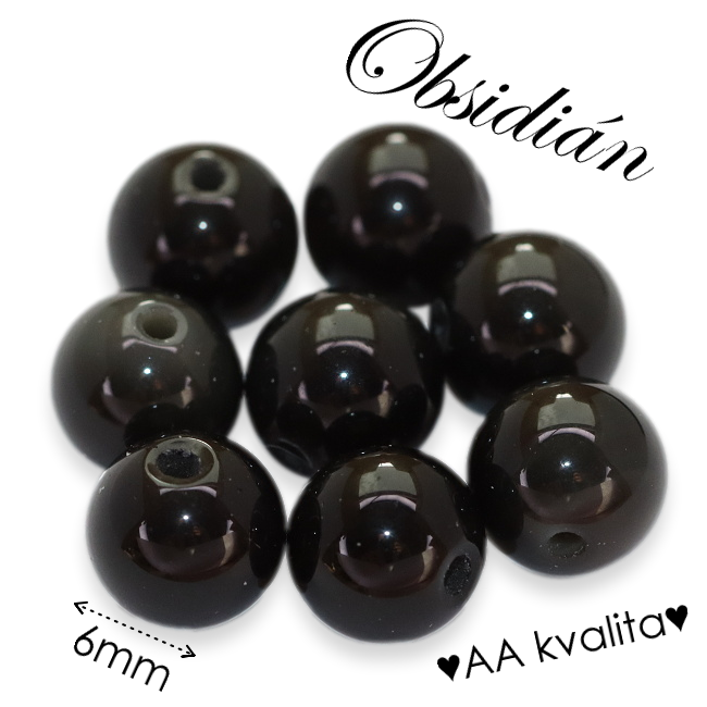 OBSIDIÁN, kulička AA, 6mm