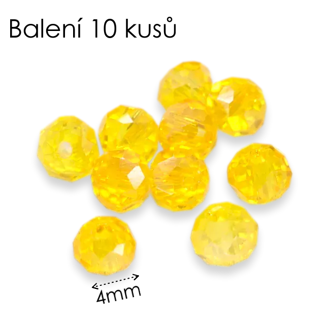 Žluté rondelky, 4x3mm (10ks)
