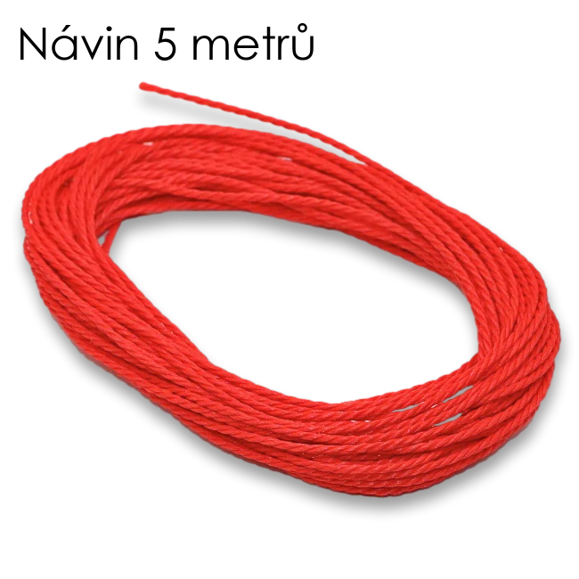 Červená, voskovaná šňůrka, 1mm (5m)