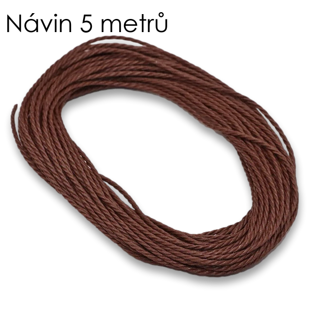 Hnědá, voskovaná šňůrka, 1mm (5m)
