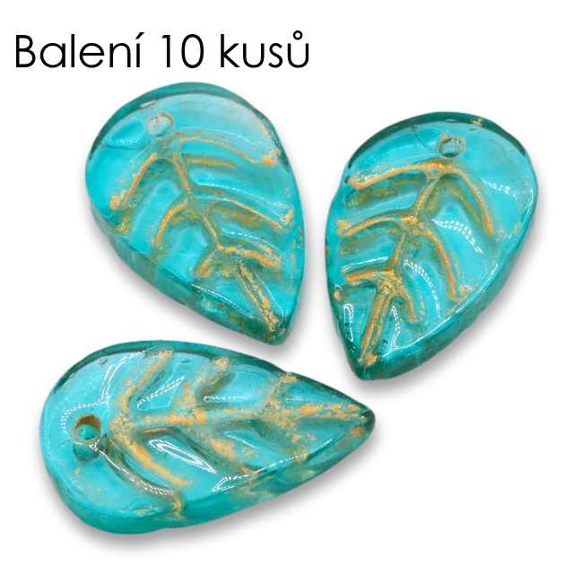 Modrý list, 18x11x3mm (10ks)