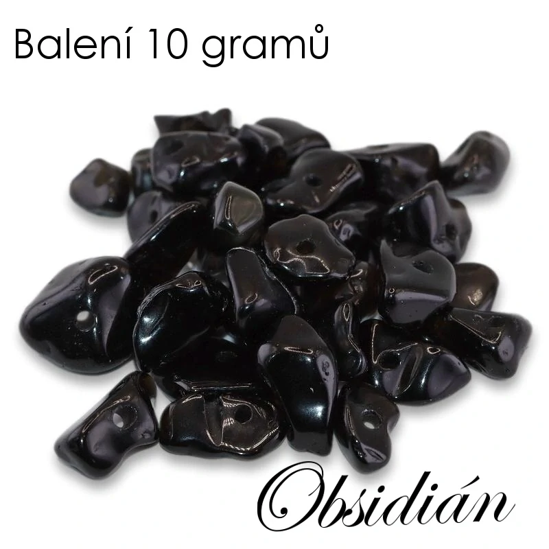 OBSIDIÁN, zlomky, 5-8mm (10g)