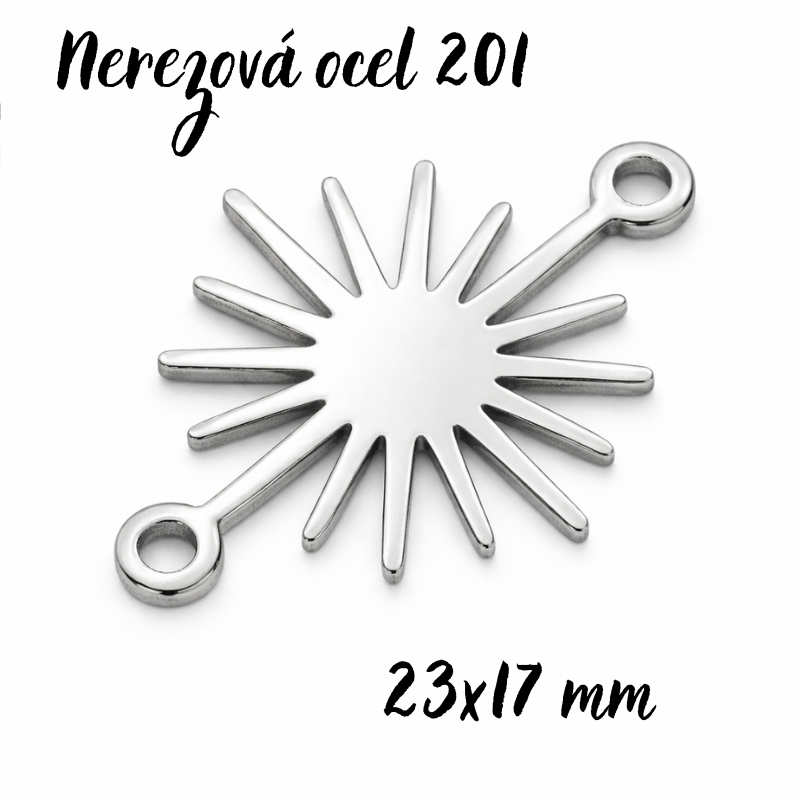 Slunce, nerezová ocel 201, 23x17x1mm