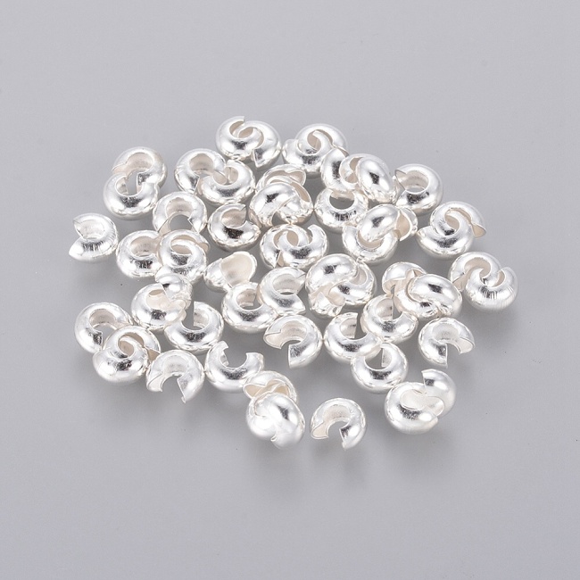 Zamačkávací korálky-stříbrné, 4mm (10ks)