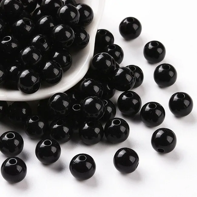 Černé kuličky, 8mm (30ks)