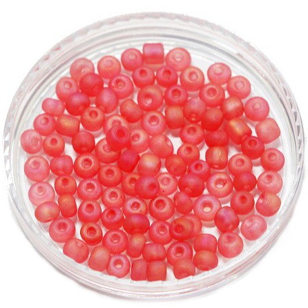 Červený rokajl, AB, matný, 4mm (10g)