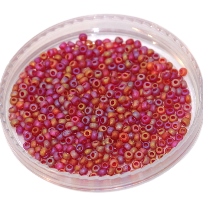 Červený AB, mat, rokaj, 2mm (10g)