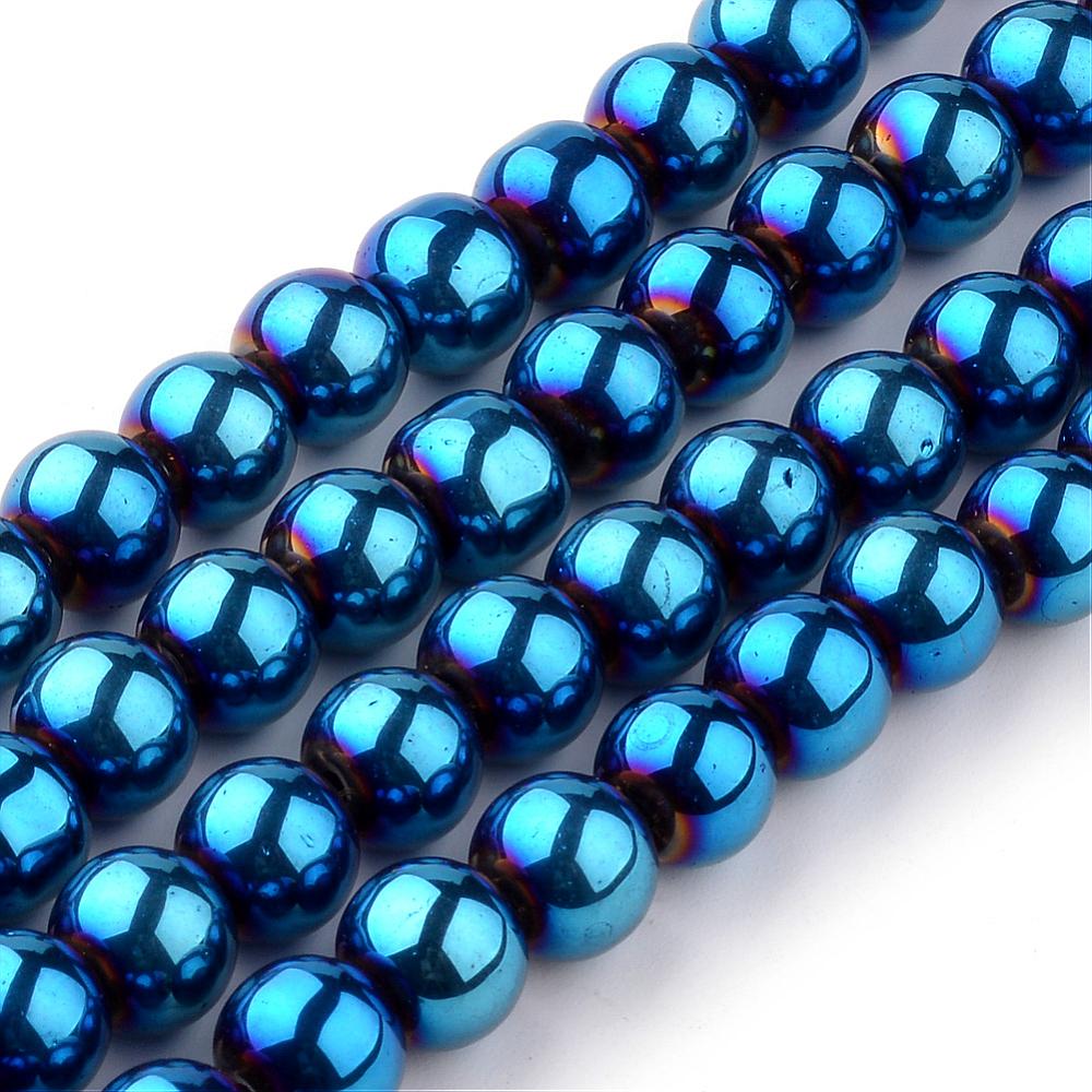 Modré kuličky, metalické, 8mm (10ks)