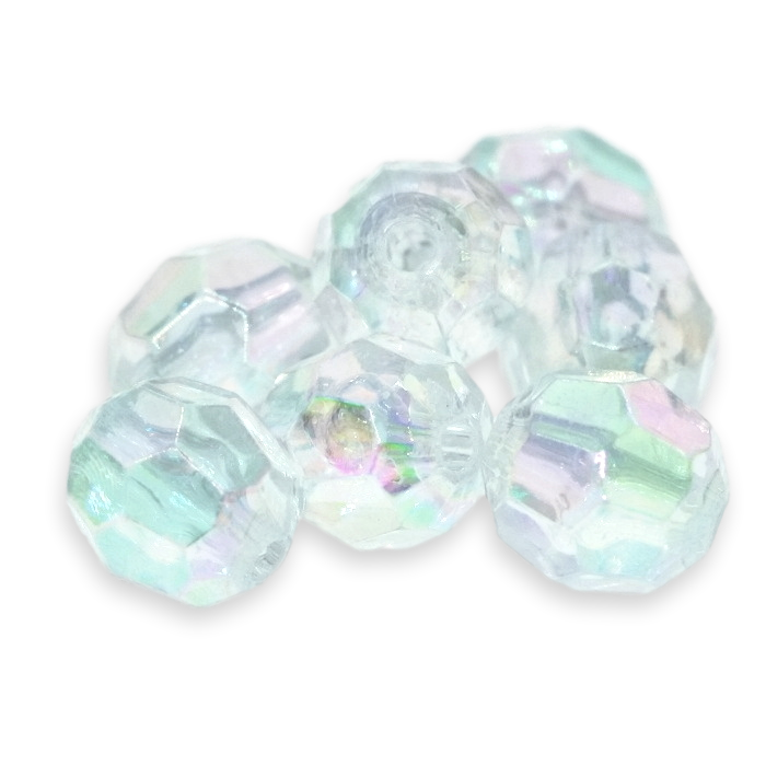 Čiré kuličky, AB, plošky, 8mm (30ks)