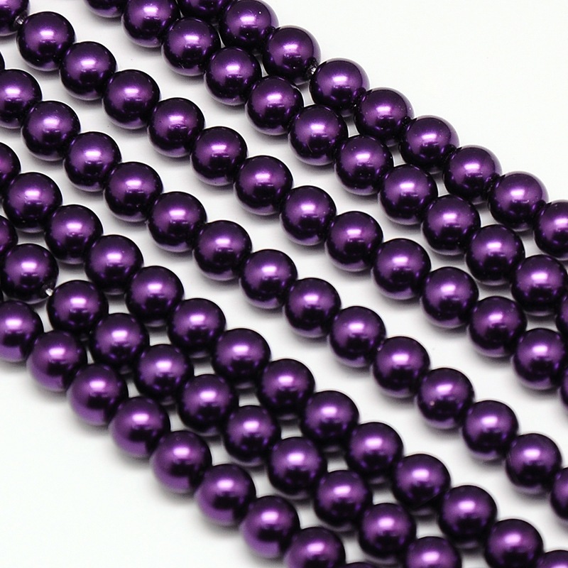 Fialové kuličky, voskované, 8mm (10ks)