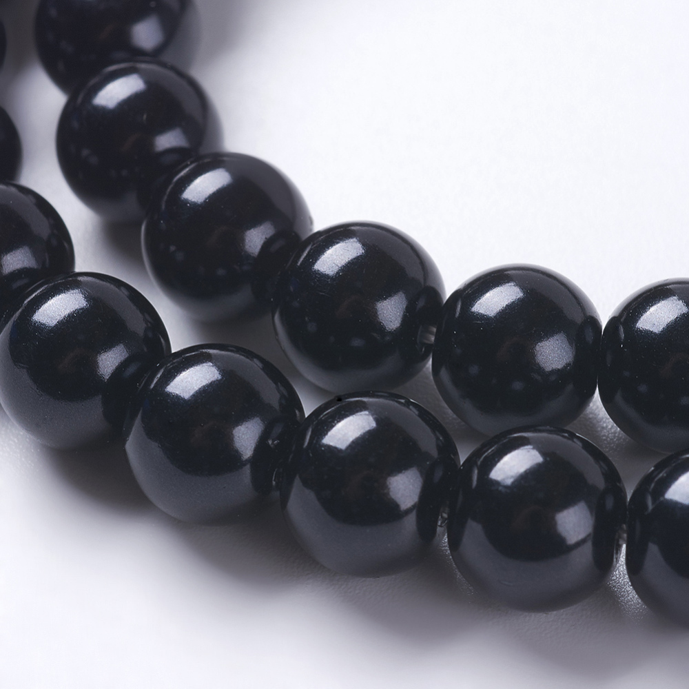 Černé kuličky, voskované, 10mm (10ks)