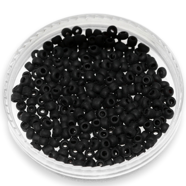 Černý, matný rokajl, 3mm 8/0 (10g)