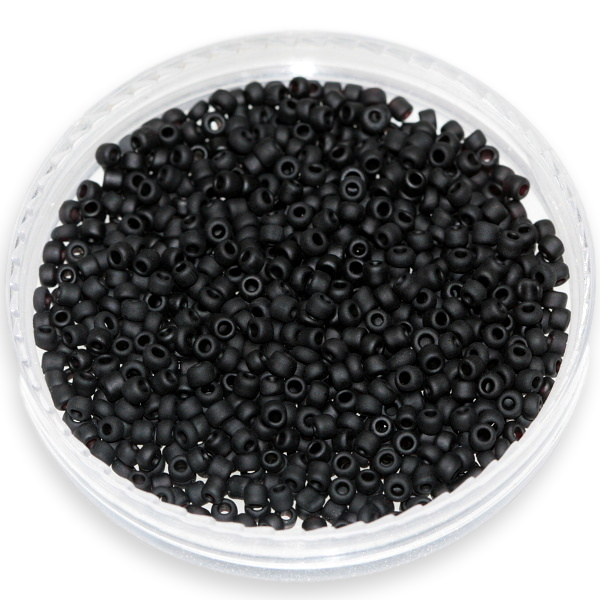 Černý, matný rokajl, 2mm 12/0 (10g)