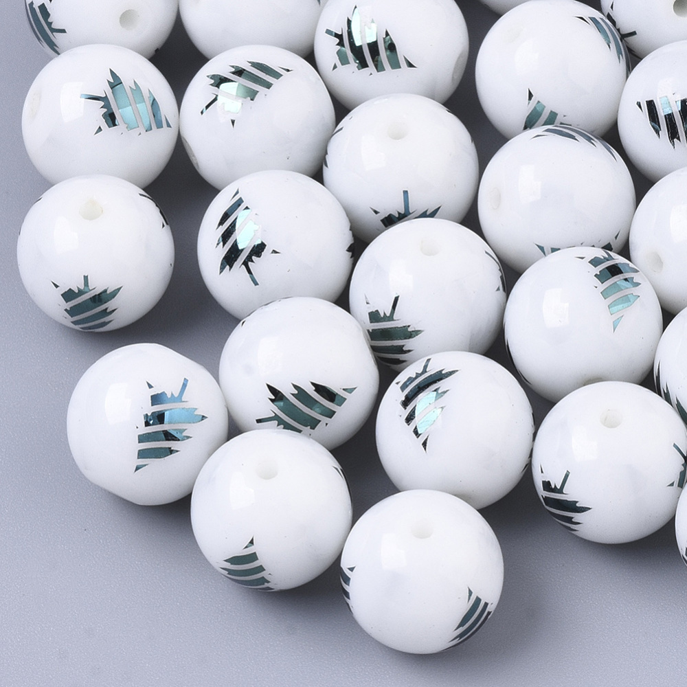 Bílé kuličky, stromky, 10mm (6ks)