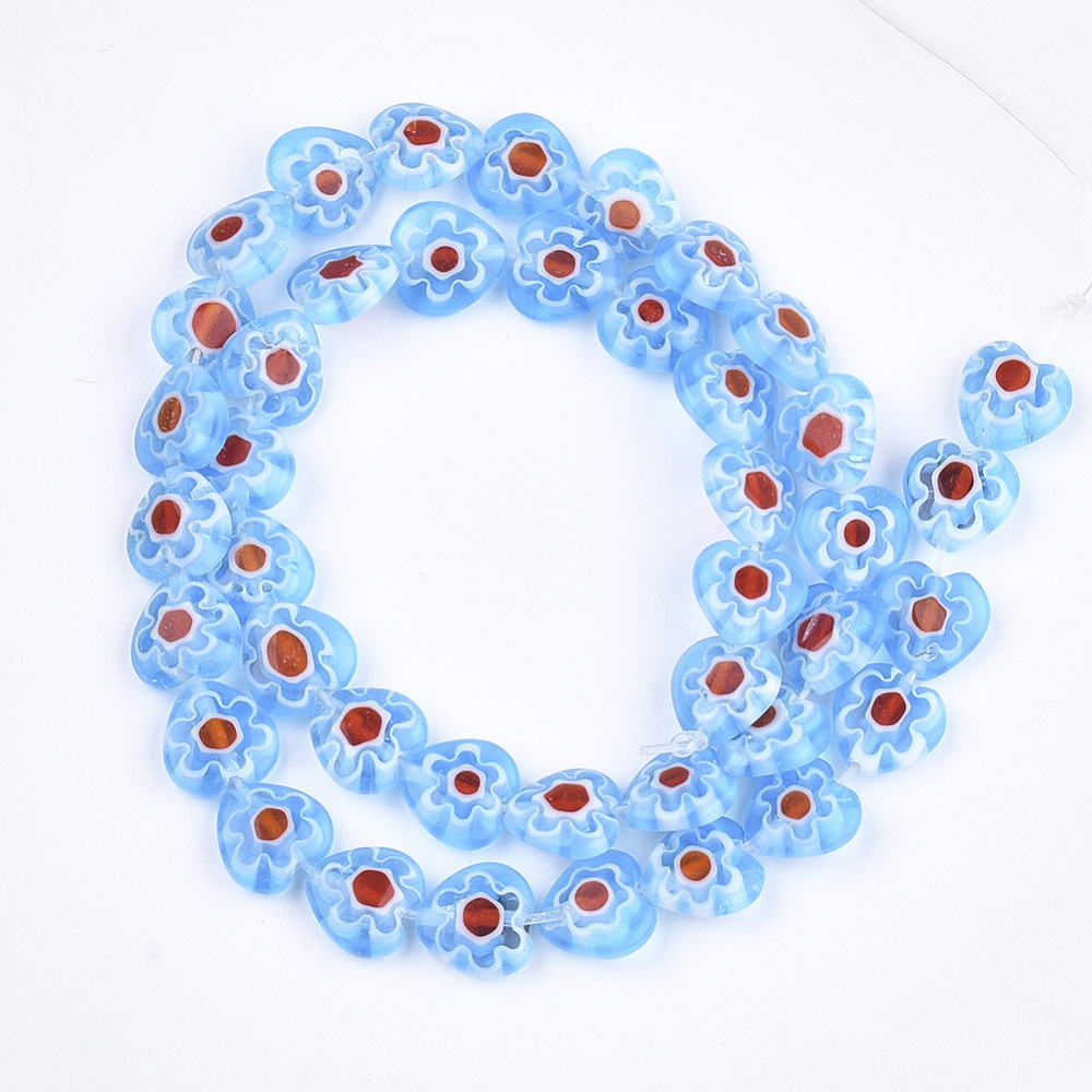 Modré srdíčko s květem, 10x10x4mm