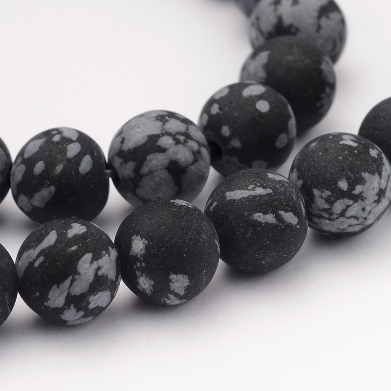 OBSIDIÁN vločkovaný, matný, kulička, 8mm