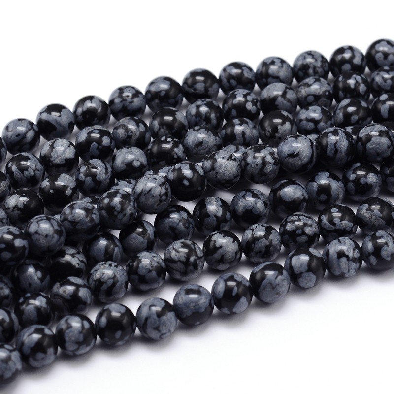 OBSIDIÁN vločkovaný, kulička, 8mm