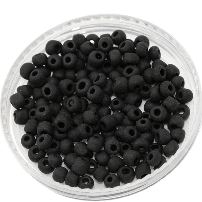 Černý, matný rokajl, 4mm 6/0 (10g)
