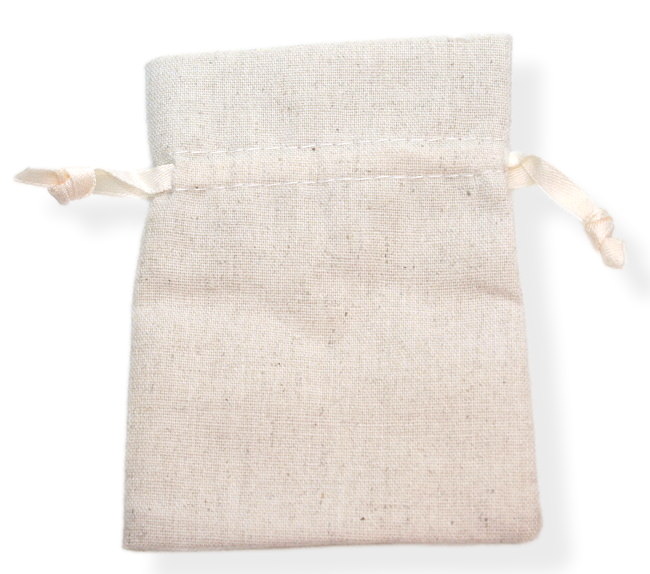 Béžový, přírodní pytlík z bavlny, 12x9cm