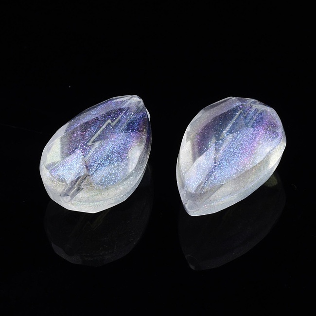 Čirá slzička se třpytkami, 15x10x7,5mm (10ks)