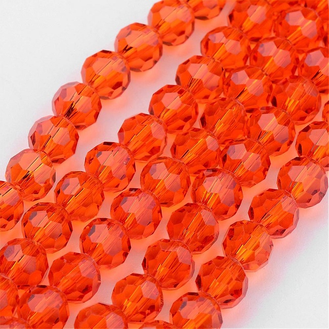 Oranžové kuličky, broušené, 8mm (10ks)