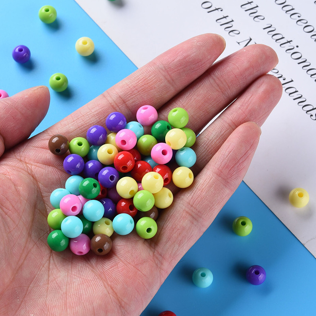 Barevné kuličky 8mm, plast (40ks)