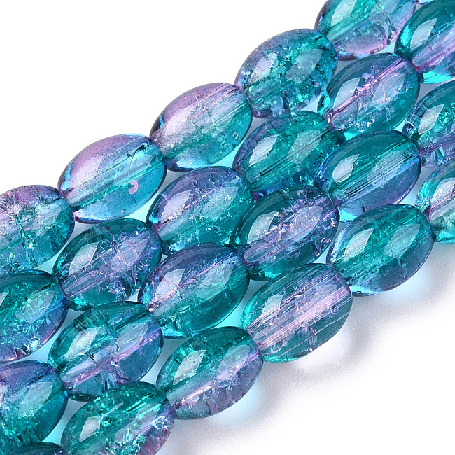 Tyrkysovo-růžové oválky, 8x6mm (10ks)