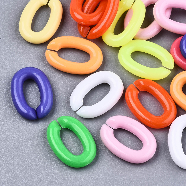 Barevné oválky-řetízek, 18x13mm (20ks)