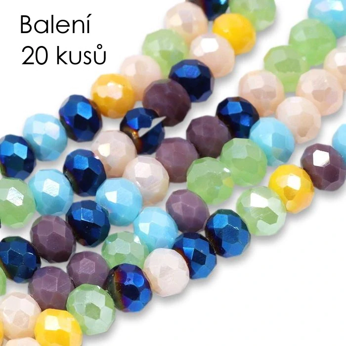 Barevná směs - rondelky s AB, 6x5mm (20ks)