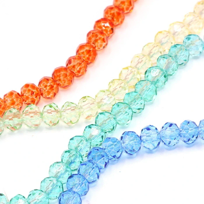 Broušené rondelky - barevná šňůra, 6x5mm (80ks)