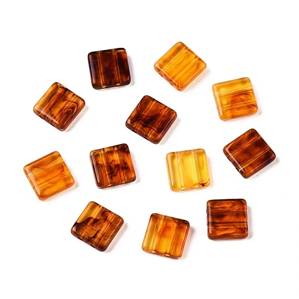 Medově jantarový čtverec, dvoudírkový, 8x8x3mm (10ks)