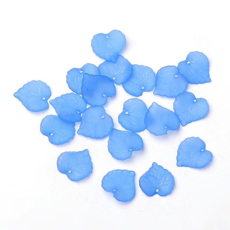 Modré, matné lístečky, 16x15mm (20ks)