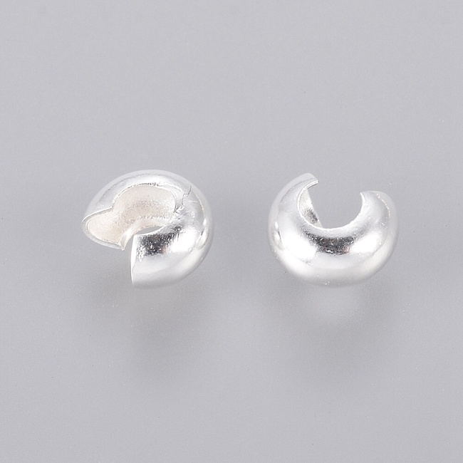 Zamačkávací korálky-stříbrné, 4mm (10ks)