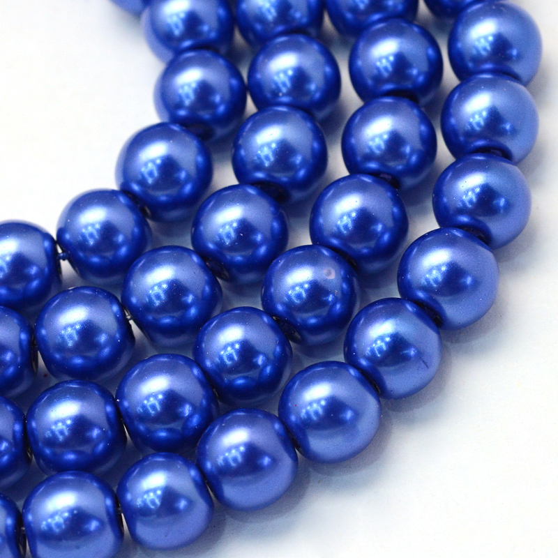 Modré kuličky, voskované, 6mm (20ks)