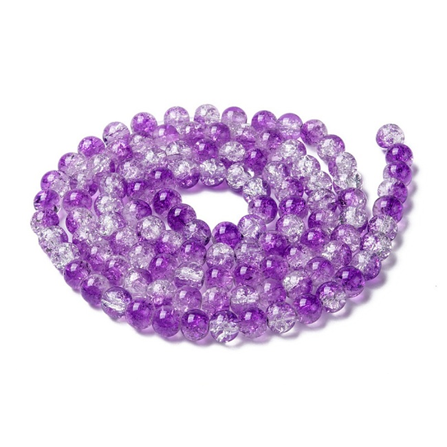 Fialovobílé kuličky, 8mm (10ks)