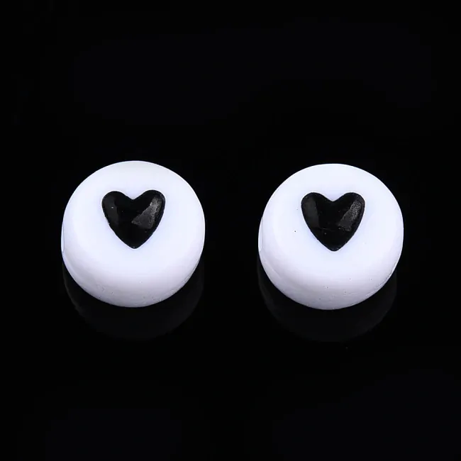 Bílé, srdíčkové korálky (10ks)