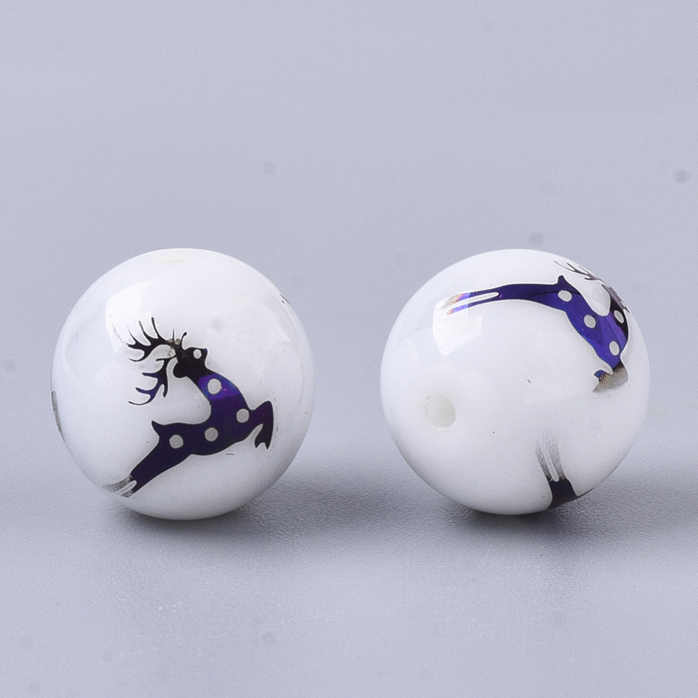 Bílé kuličky, jeleni, 10mm (6ks)