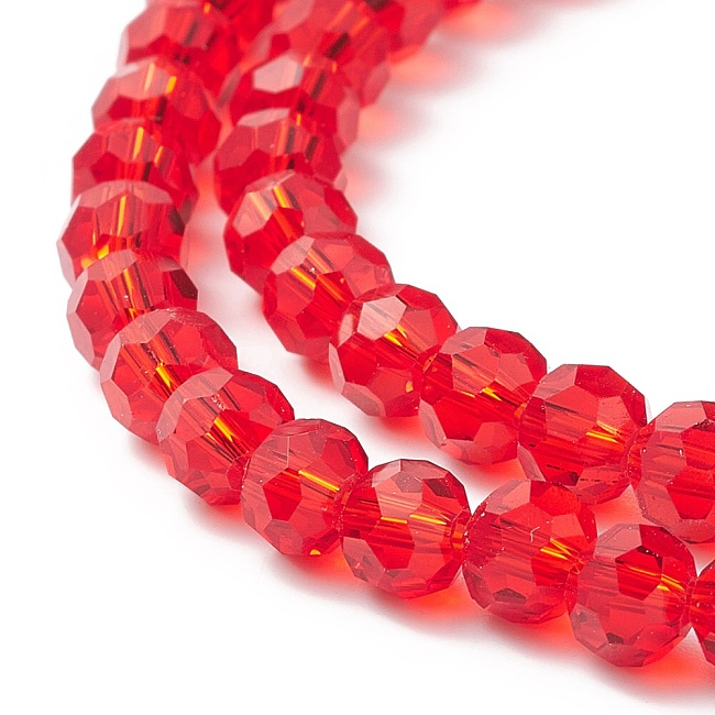 Červené kuličky, broušené, 8mm (10ks)