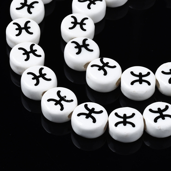 Bílé kolečko, znamení RYBY, 11x5mm