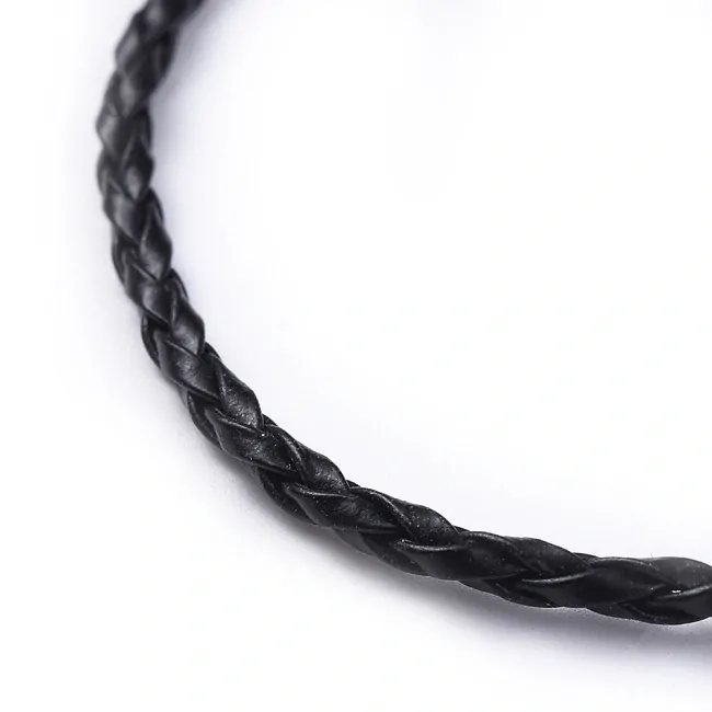 Černá šňůrka, imitace kůže - 43 cm