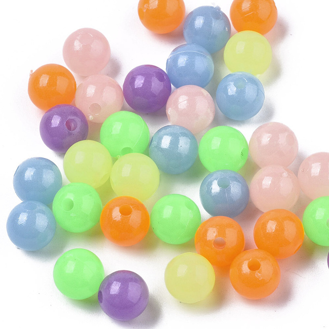 Barevné kuličky 8mm, plast (40ks)