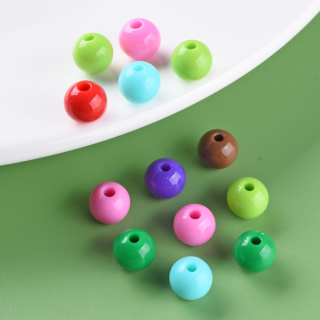 Barevné kuličky 8mm, plast (40ks)
