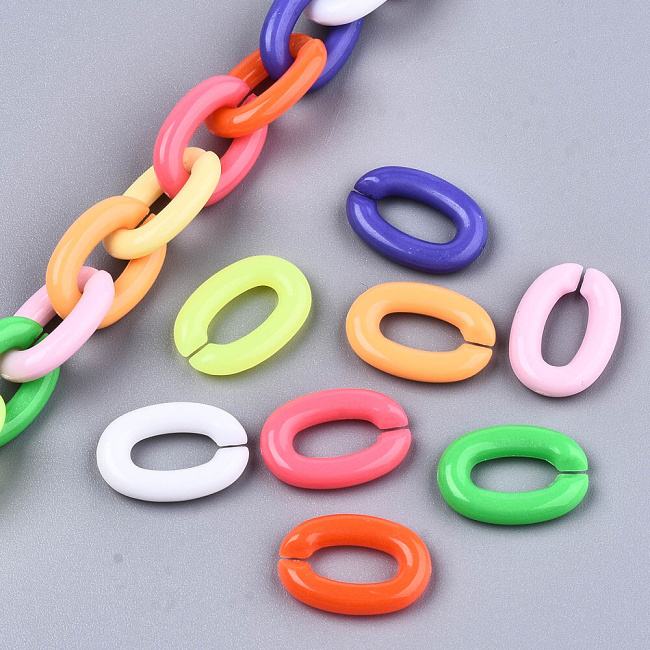 Barevné oválky-řetízek, 18x13mm (20ks)