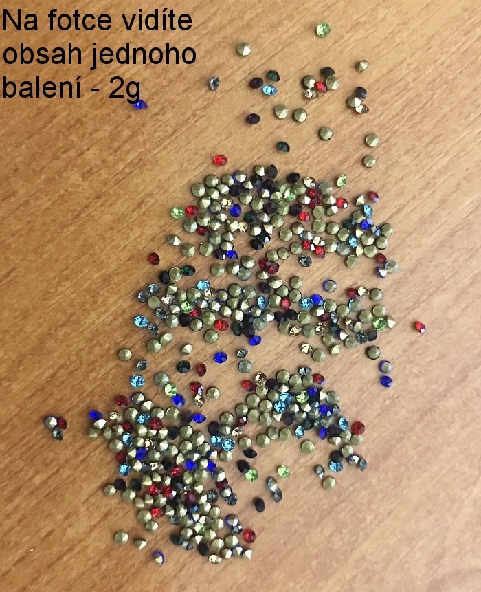 Barevné kamínky, SKLO, 1,8mm (2g)