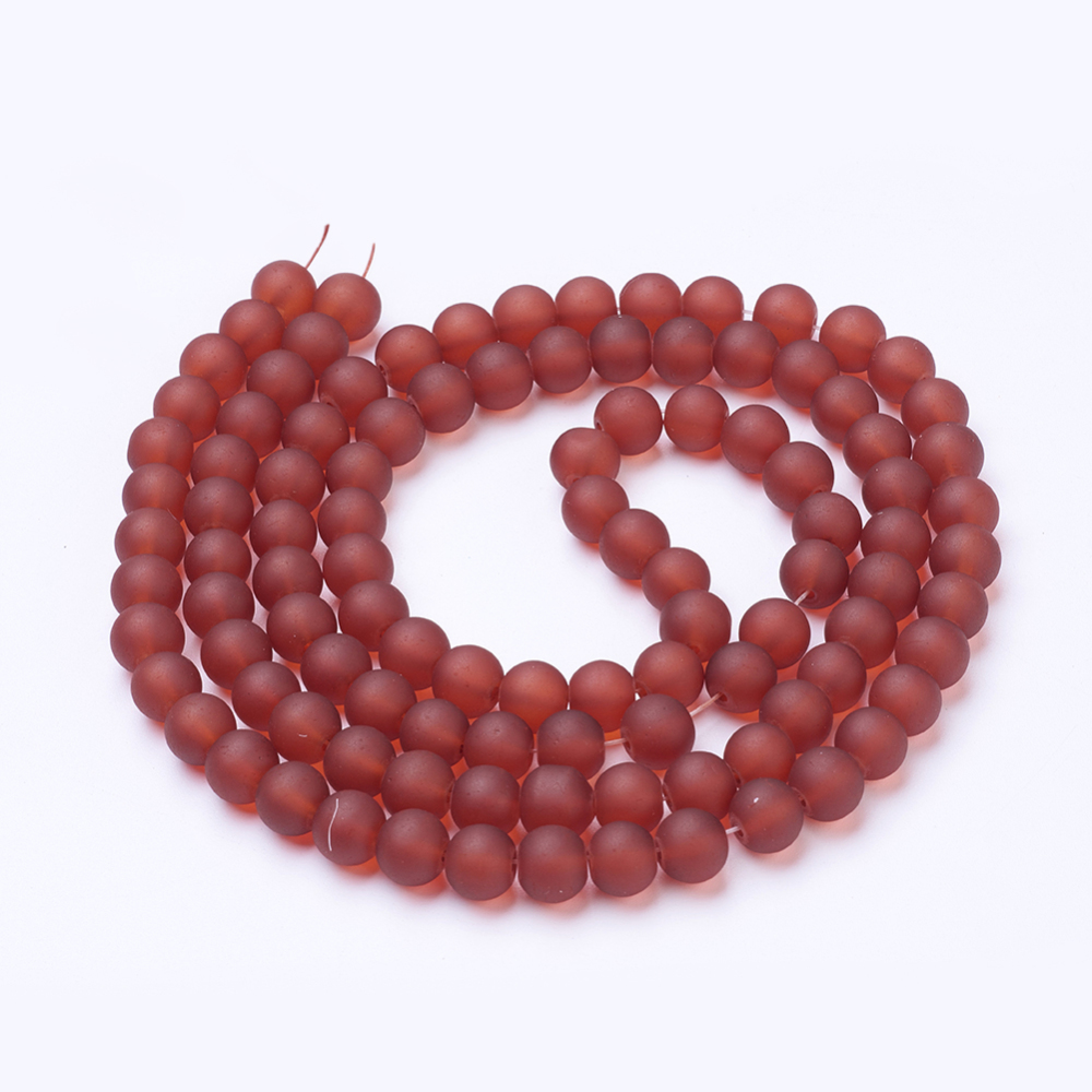 Červené kuličky, matné, 8mm (10ks)
